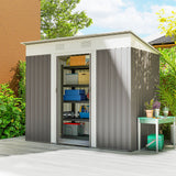 Outsunny 7' x 4' Metal Storage Shed with Dual Locking Doors, 2 Air Vents and Steel Frame, Gray
