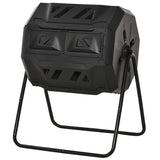 Outsunny Tumbling Compost Bin, Dual Chamber Rotating Composter, 43 Gallon, Black