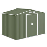 Outsunny 9' x 6' Metal Storage Shed with 2 Sliding Doors, 4 Air Vents, Green