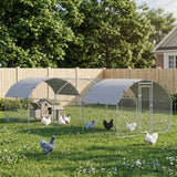 PawHut Large Metal Chicken Coop with Waterproof and Anti-UV Cover, 9.2' x 24.9' x 6.5'