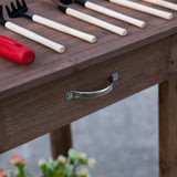 Outsunny 36" Wooden Potting Table with 2 Wheels, Removable Sink, Drawer & Storage Shelf, Brown