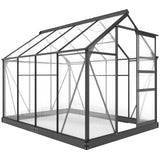 Outsunny 8' x 6' Polycarbonate Greenhouse with Aluminum Frame, Adjustable Roof Vent, Rain Gutters, and Sliding Door, Dark Gray