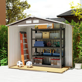 Outsunny 7' x 4' Metal Storage Shed with 2 Sliding Doors, 4 Air Vents, Gray