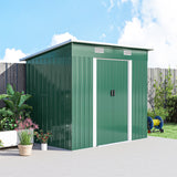 Outsunny 7' x 4' Metal Storage Shed with Dual Locking Doors, 2 Air Vents and Steel Frame, Green