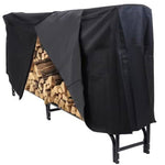 Indoor/Outdoor 8-ft. Black Metal Firewood Rack with Cover-0