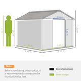 9 x 6FT Garden Metal Storage Shed Outdoor Storage Shed with Foundation Ventilation & Doors, Brown-2
