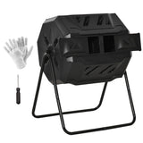 Outsunny Tumbling Compost Bin, Dual Chamber Rotating Composter, 43 Gallon, Black