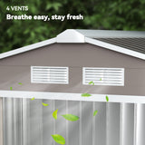 Outsunny 7' x 4' Metal Storage Shed with 2 Sliding Doors, 4 Air Vents, Gray