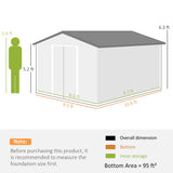 Outsunny 11' x 9' Metal Storage Shed with Double Sliding Doors, Silver