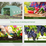 Outsunny 11.5' L x 10' W x 6.5' H Walk-in Tunnel Greenhouse with PE Cover, Zippered Door, 6 Mesh Windows, Green