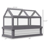Outsunny 48" x 24" x 32.25" Raised Garden Bed, Wooden Cold Frame Greenhouse Cover, Gray