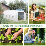 Outsunny 20' L x 10' W x 7' H Walk-in Hoop Greenhouse with PE Cover, Zippered Door, 8 Mesh Windows, White