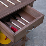 Outsunny 36" Wooden Potting Table with 2 Wheels, Removable Sink, Drawer & Storage Shelf, Brown