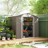 Outsunny 7' x 4' Metal Storage Shed with 2 Sliding Doors, 4 Air Vents, Gray
