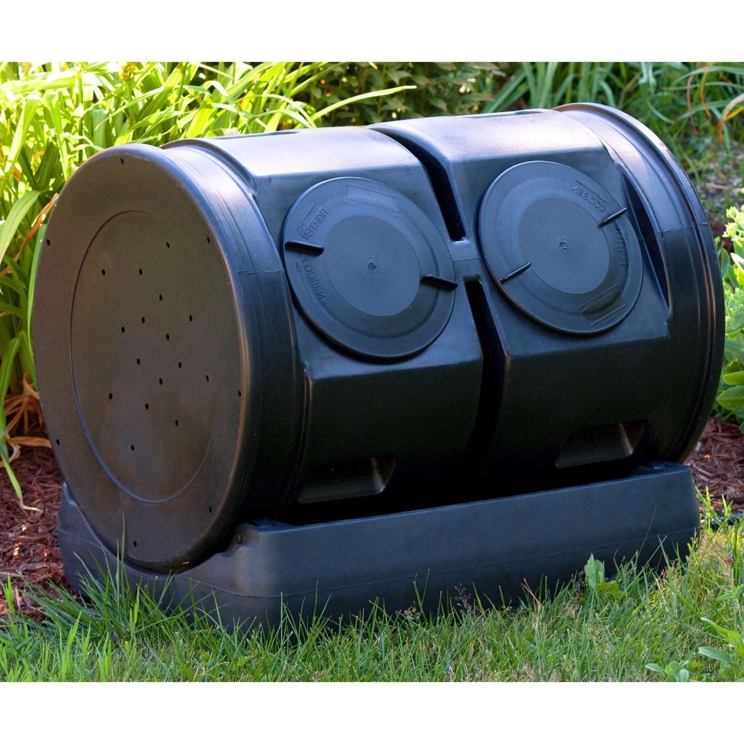Duel Lid 7-Cubic ft. Composting Bin Tumbler with Compost Tea Collector-0