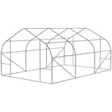 11.5 ft x 9.8 ft. Greenhouse with Green PE Cover and Heavy Duty Steel Frame-2
