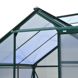 Outsunny 6' x 6' Polycarbonate Greenhouse with Aluminum Frame, Adjustable Roof Vent, Rain Gutters, and Sliding Door, Dark Green