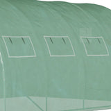 Outsunny 13' L x 10' W x 6.5' H Walk-in Hoop Greenhouse with PE Cover, Zippered Doors, 10 Mesh Windows, Green