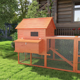 PawHut 145" Wooden Chicken Coop with Run & Partitioned Nesting Boxes, 6 - 8 Chickens