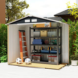 Outsunny 7' x 4' Metal Storage Shed with 2 Sliding Doors, 4 Air Vents, Dark Gray