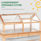 Outsunny 48" x 24" x 32.25" Raised Garden Bed, Wooden Cold Frame Greenhouse Cover, Natural