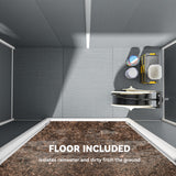 Outsunny 8' x 4' Plastic Outdoor Storage Shed with Floor, Window, Lockable Doors and Vents, Gray