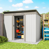 Outsunny 7' x 4' Metal Storage Shed with Dual Locking Doors, 2 Air Vents and Steel Frame, Silver