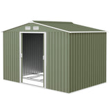 Outsunny 9' x 6' Metal Storage Shed with 2 Sliding Doors, 4 Air Vents, Green