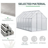 Outsunny 12' x 6' Polycarbonate Greenhouse with Aluminum Frame, Adjustable Roof Vent, Rain Gutters, and Sliding Door, Silver