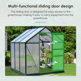 Outsunny 6' x 6' Polycarbonate Greenhouse with Aluminum Frame, Adjustable Roof Vent, Rain Gutters, and Sliding Door, Dark Green