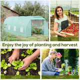 Outsunny 20' L x 10' W x 7' H Walk-in Hoop Greenhouse with PE Cover, Zippered Door, 8 Mesh Windows, Green