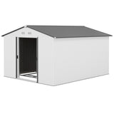 Outsunny 11' x 9' Metal Storage Shed with Double Sliding Doors, Silver
