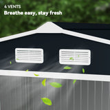 Outsunny 9' x 6' Metal Storage Shed with 2 Sliding Doors, 4 Air Vents, Dark Gray