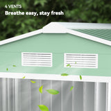 Outsunny 7' x 4' Metal Storage Shed with 2 Sliding Doors, 4 Air Vents, Light Green