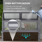 Outsunny 48" x 24" x 32.25" Raised Garden Bed, Wooden Cold Frame Greenhouse Cover, Gray