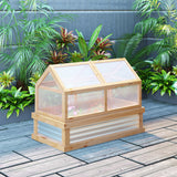 Outsunny 48" x 24" x 32.25" Raised Garden Bed, Wooden Cold Frame Greenhouse Cover, Natural