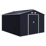 Outsunny 11' x 9' Metal Storage Shed with Double Sliding Doors, Dark Gray