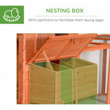 PawHut 145" Wooden Chicken Coop with Run & Partitioned Nesting Boxes, 6 - 8 Chickens