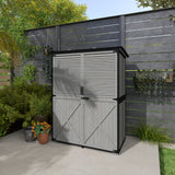 Outsunny Wood Storage Shed with Asphalt Roof, 2 Shelves, Lockable Doors, Gray