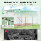 Outsunny 14.6' L x 6.5' W x6.6' H  Walk-in Hoop Greenhouse with PE Cover, Zippered Mesh Door, 2 Support Rods, Green