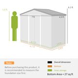 Outsunny 7' x 4' Metal Storage Shed with 2 Sliding Doors, 4 Air Vents, Light Green