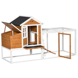 PawHut 76" Wooden Chicken Coop With Henhouse, Nesting Box, Run, 2-5 Chickens