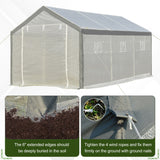 Outsunny 20' L x 10' W x 9' H Large Walk-in Greenhouse with PE Cover, 2 Zippered Roll Up Doors, 8 Closeable Windows