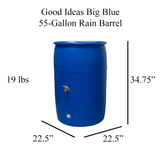Good Ideas Big Blue 55 Gallon Rain Barrel