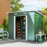 Outsunny 7' x 4' Metal Storage Shed with Dual Locking Doors, 2 Air Vents and Steel Frame, Green