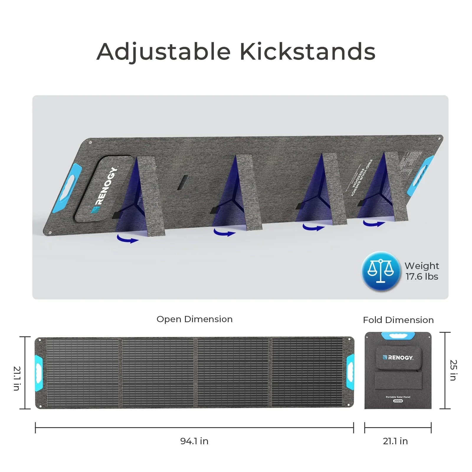 Renogy 200W Portable Solar Panel, IP65 Waterproof Foldable Solar Panel Power Backup, Solar Charger for Power Station RV Camping-4