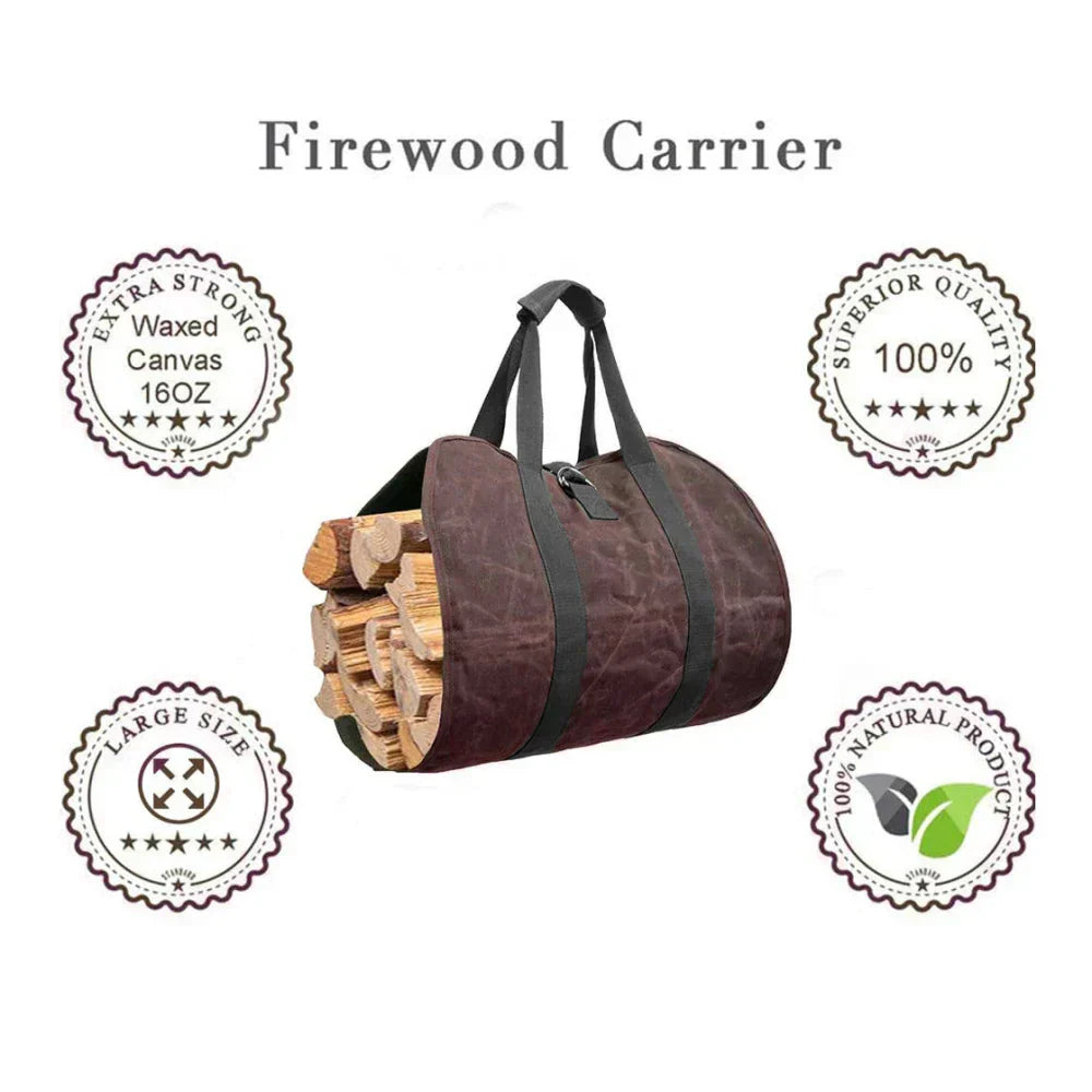 Canvas Firewood Carrier Log Carrying Bag-3
