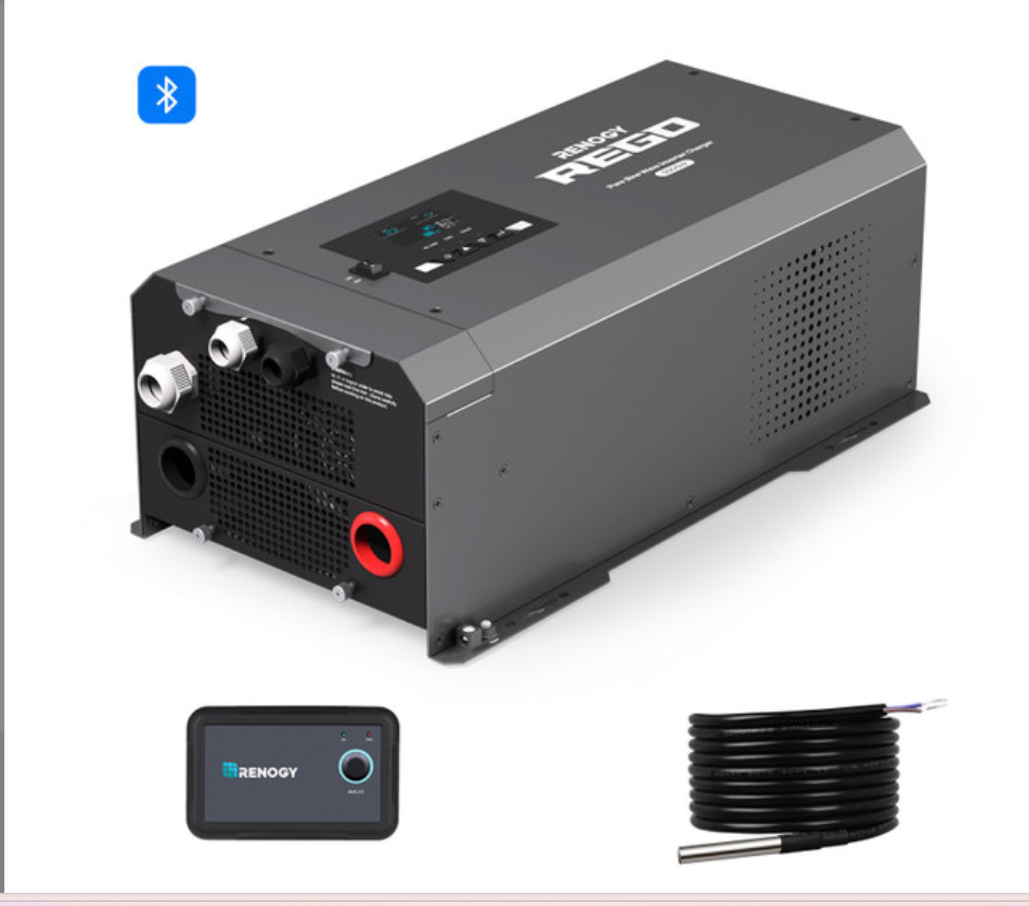 Renogy REGO 12V 3000W Pure Sine Wave Inverter Charger w/ LCD Display-0