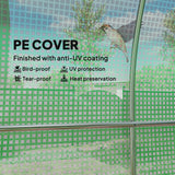 Outsunny 14.6' L x 6.5' W x6.6' H  Walk-in Hoop Greenhouse with PE Cover, Zippered Mesh Door, 2 Support Rods, Green