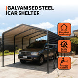 TMG Industrial 12' x 20' Metal Shed Carport with 8' Open Sidewalls